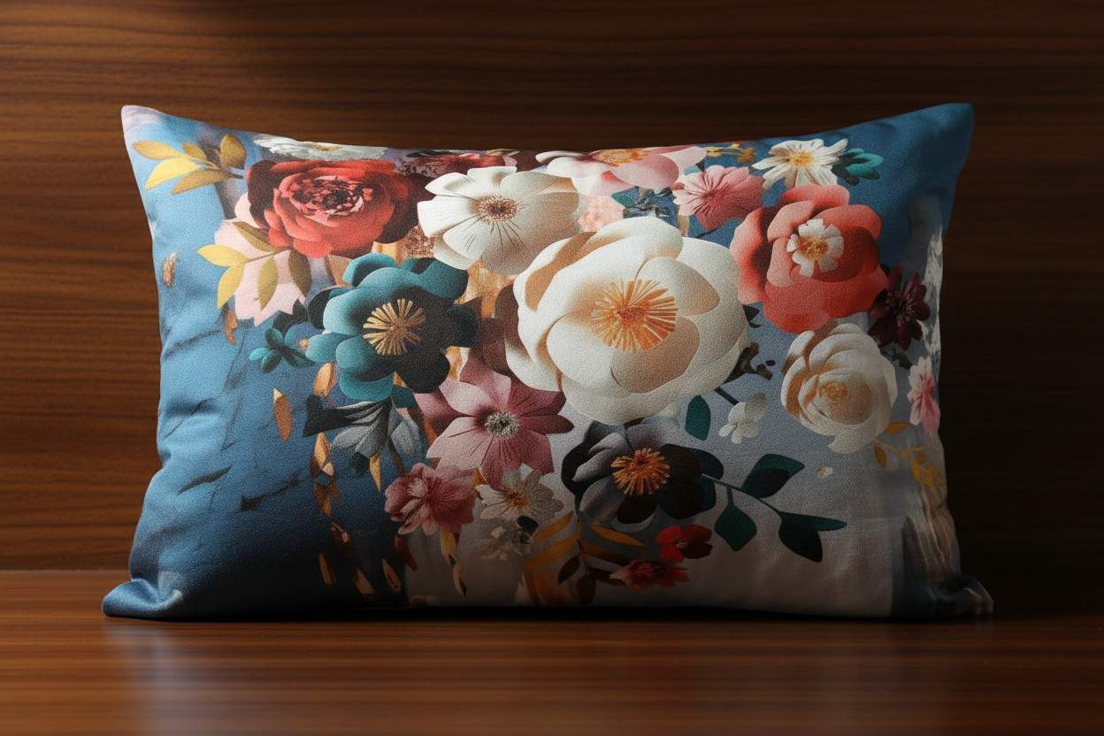 King Size 7D Digital Print Floral Bedsheet Set with 2 Pillow Covers - Premium 108x108 inch