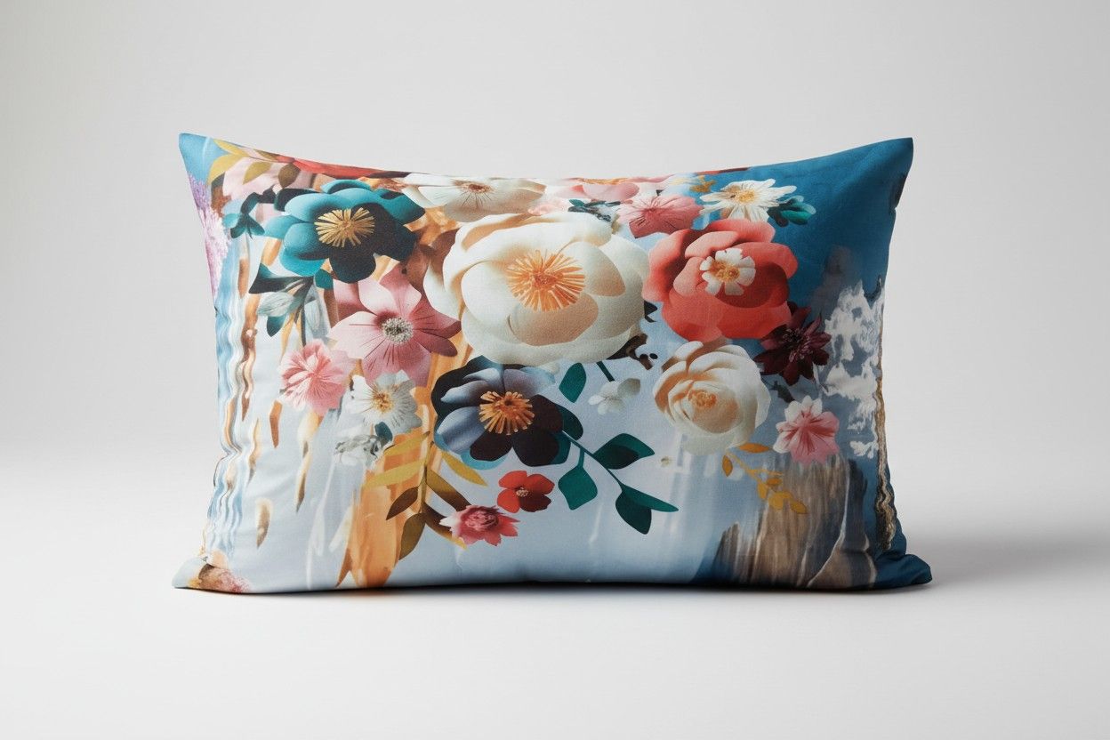 King Size 7D Digital Print Floral Bedsheet Set with 2 Pillow Covers - Premium 108x108 inch