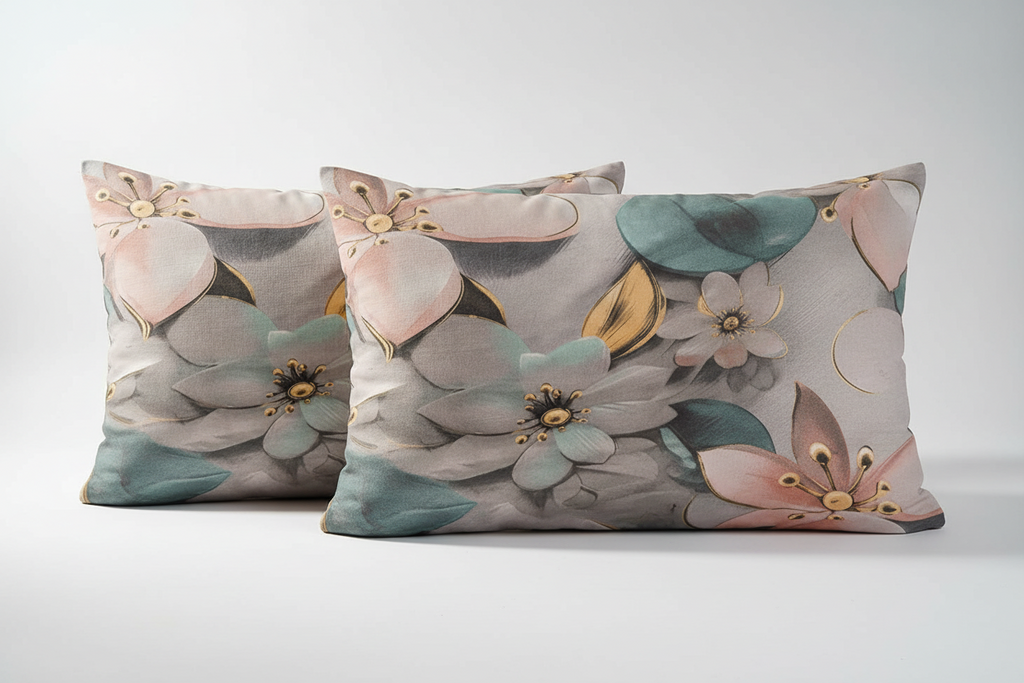Fitted Elastic Bedsheet Set with 2 Pillow Covers - Premium Pastel Floral Queen Size