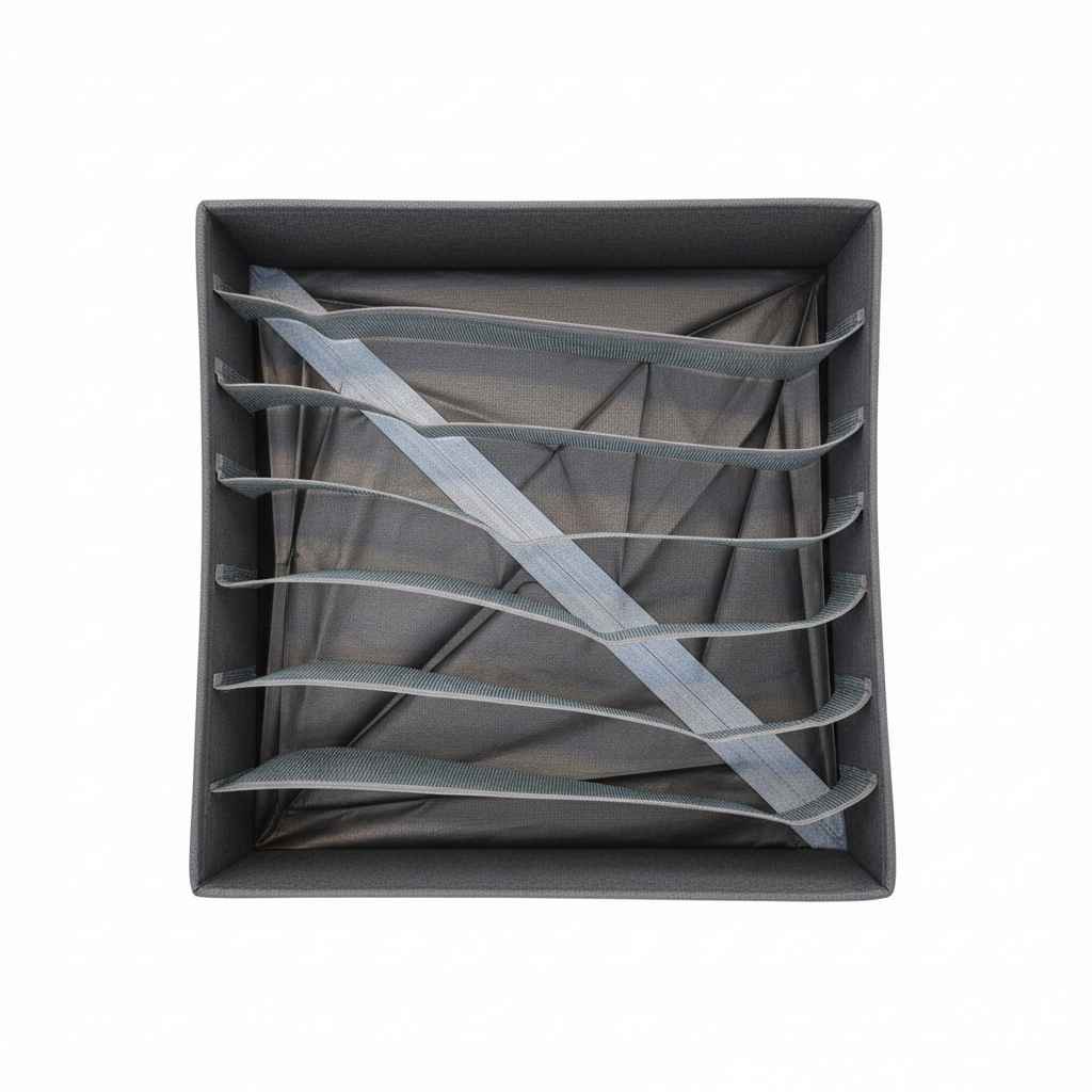 Charcoal Grey Fabric Drawer Organizer | Slot Dividers | Foldable | Wardrobe & Closet
