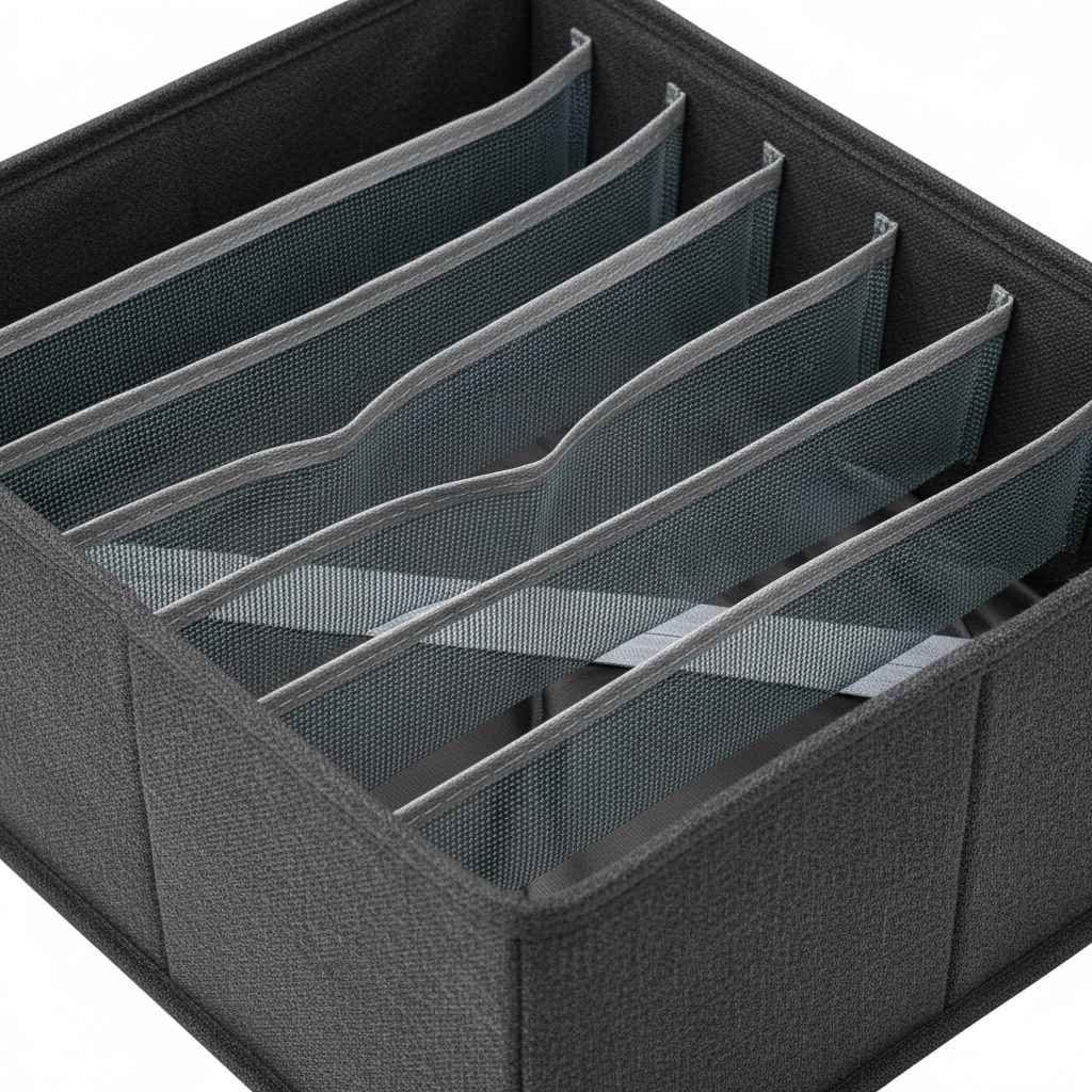Charcoal Grey Fabric Drawer Organizer | Slot Dividers | Foldable | Wardrobe & Closet