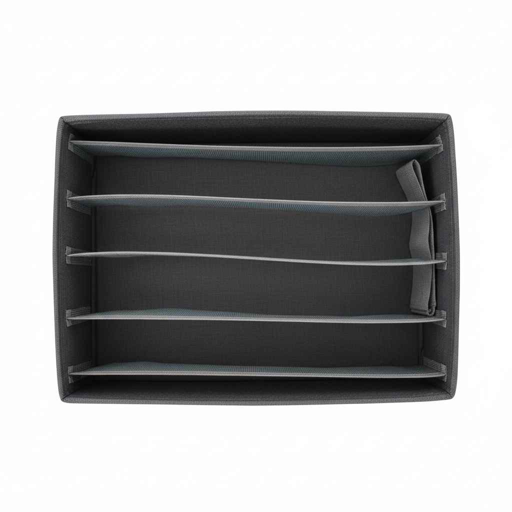 Charcoal Grey Fabric Drawer Organizer | Slot Dividers | Foldable | Wardrobe & Closet
