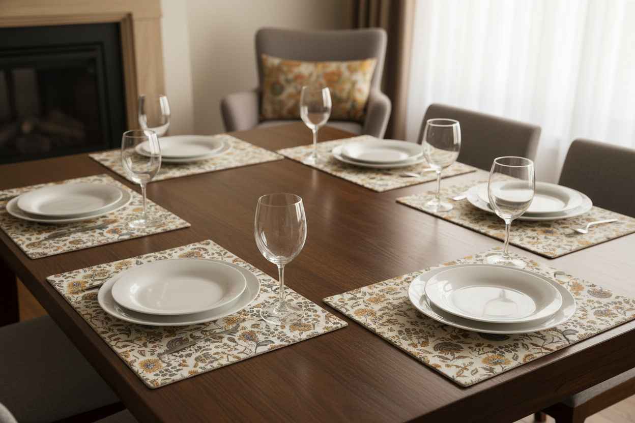 Sunflower & Paisley Floral Dining Table Mat | Premium Woven Design