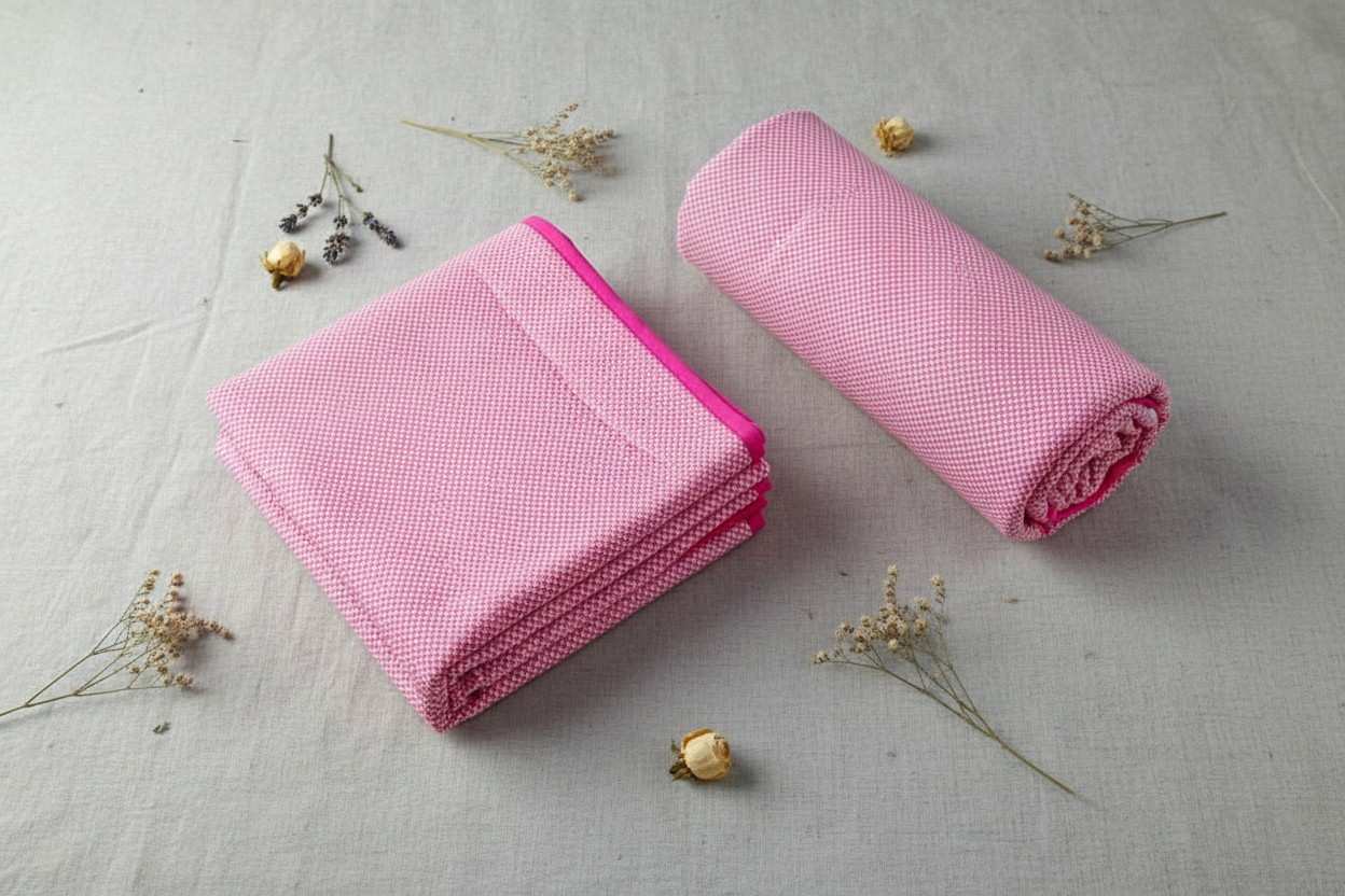 Dohar Single Bed | Pink Textured Weave | AC Dohar | 100% Cotton (Set of 2 Pcs)