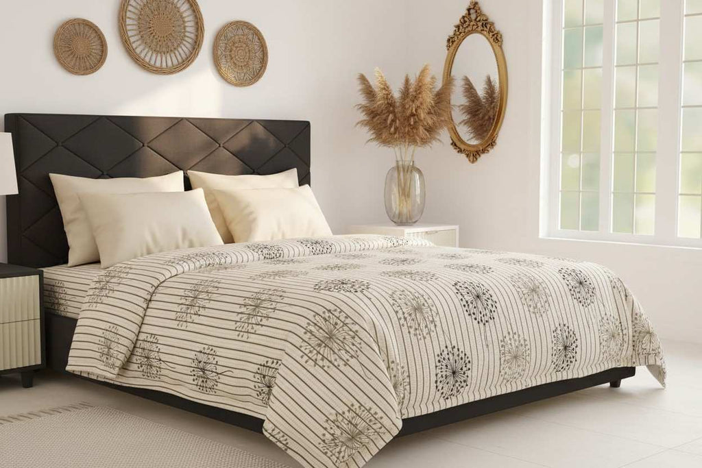 Dohar AC Double Bed | Dandelion Botanical Print | 100% Cotton