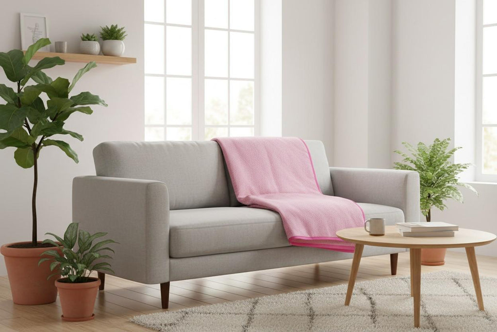 Dohar Single Bed | Pink Textured Weave | AC Dohar | 100% Cotton (Set of 2 Pcs)
