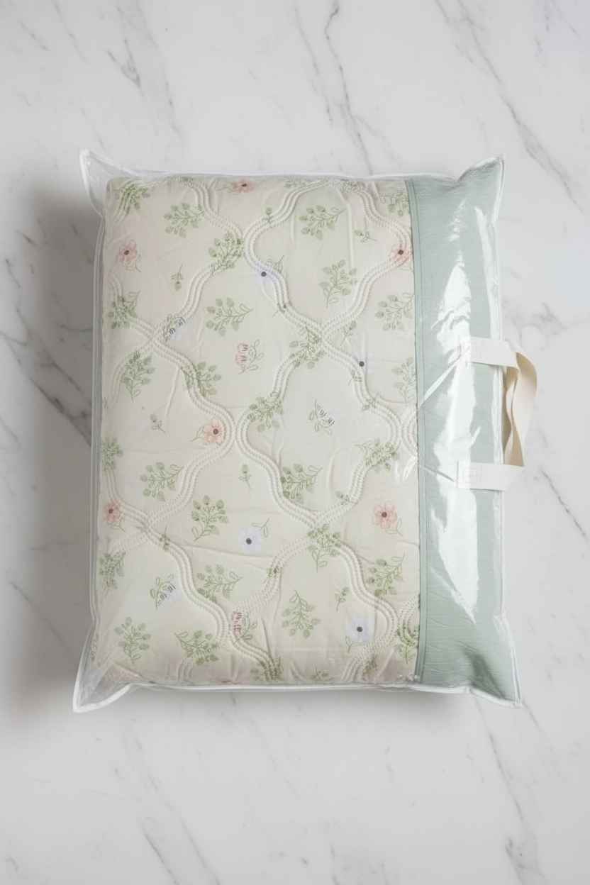 White Botanical Double Bed Comforter | Floral Summer Quilted Bedding