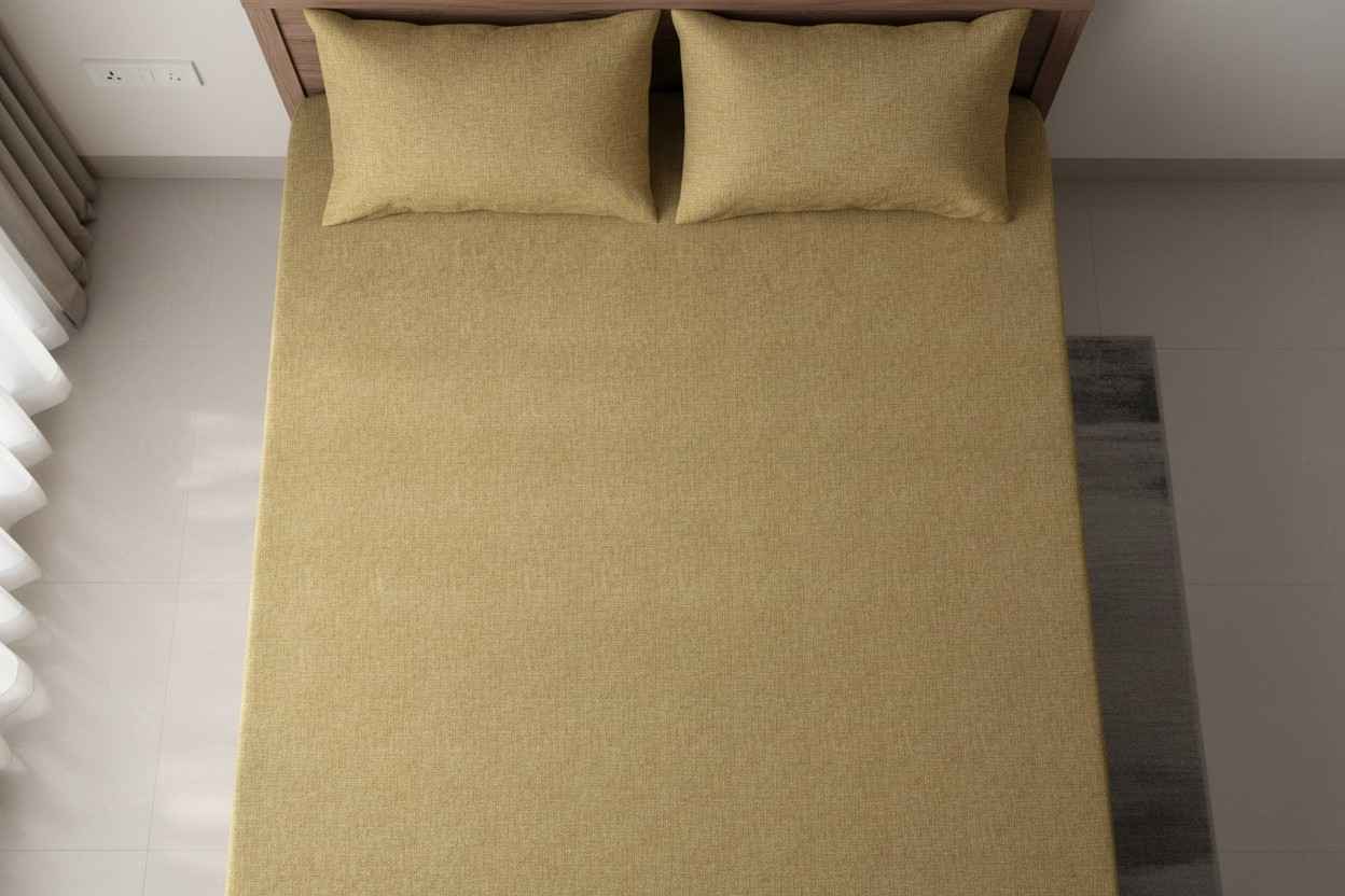 Aesthetics King Size Bed Sheet | 100% Imported Pure Cotton | 200TC | Super Soft | Golden Wheat
