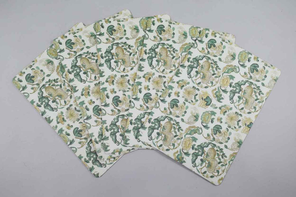 Botanical Floral Dining Table Mat | Premium Jacquard Weave I Set Of 6