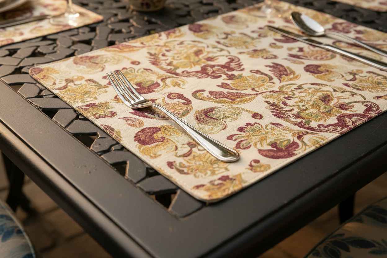 Royal Floral Jacquard Dining Table Mat | Luxury Placemat I Set Of 6