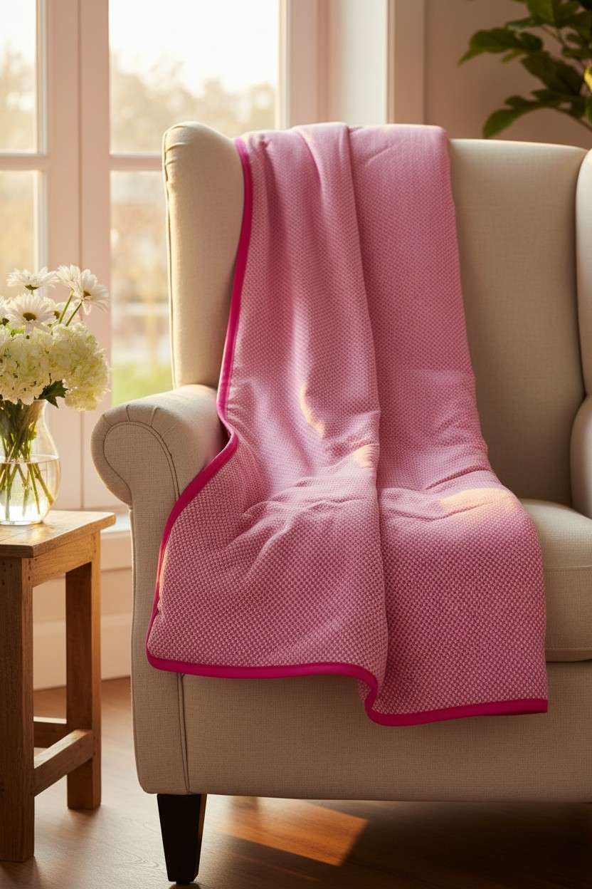 Dohar Single Bed | Pink Textured Weave | AC Dohar | 100% Cotton (Set of 2 Pcs)
