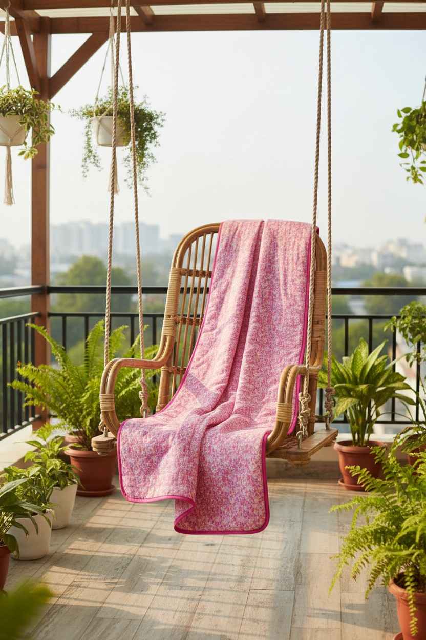 Dohar Single Bed | Pink Ditsy Floral Print | AC Dohar | 100% Cotton (Set of 2 Pcs)