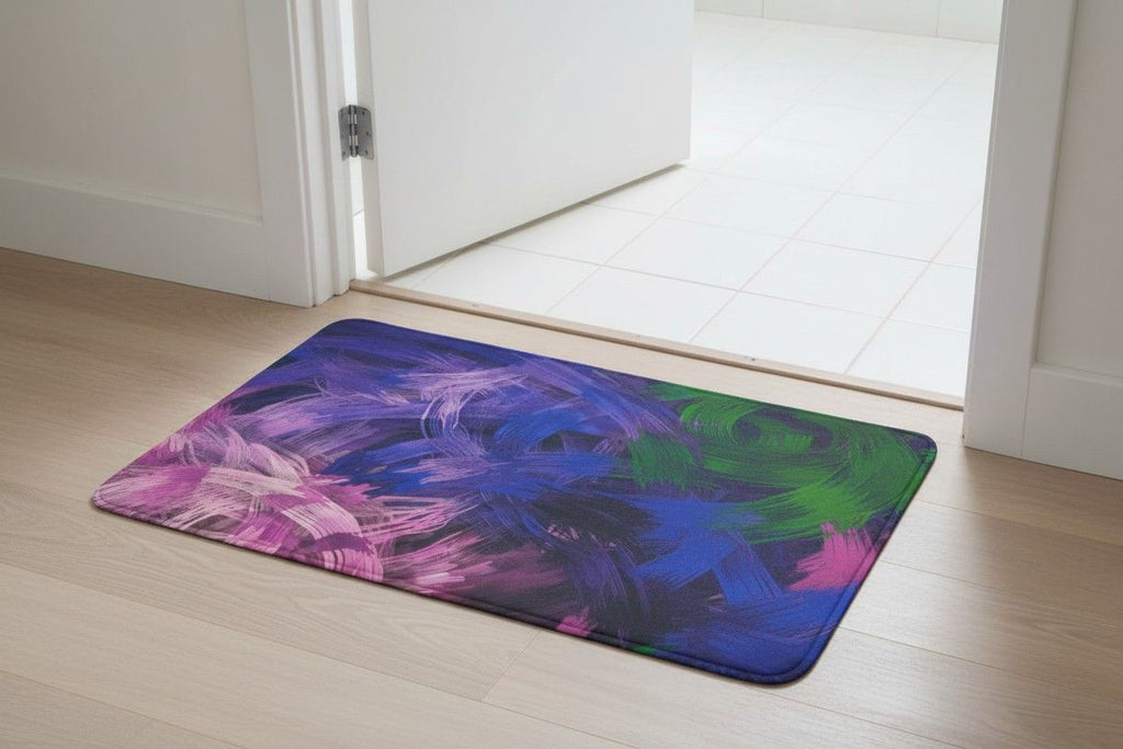 Door Mat | Abstract Brush Stroke Print | Anti-Slip | Multicolour Set of 3 Pcs