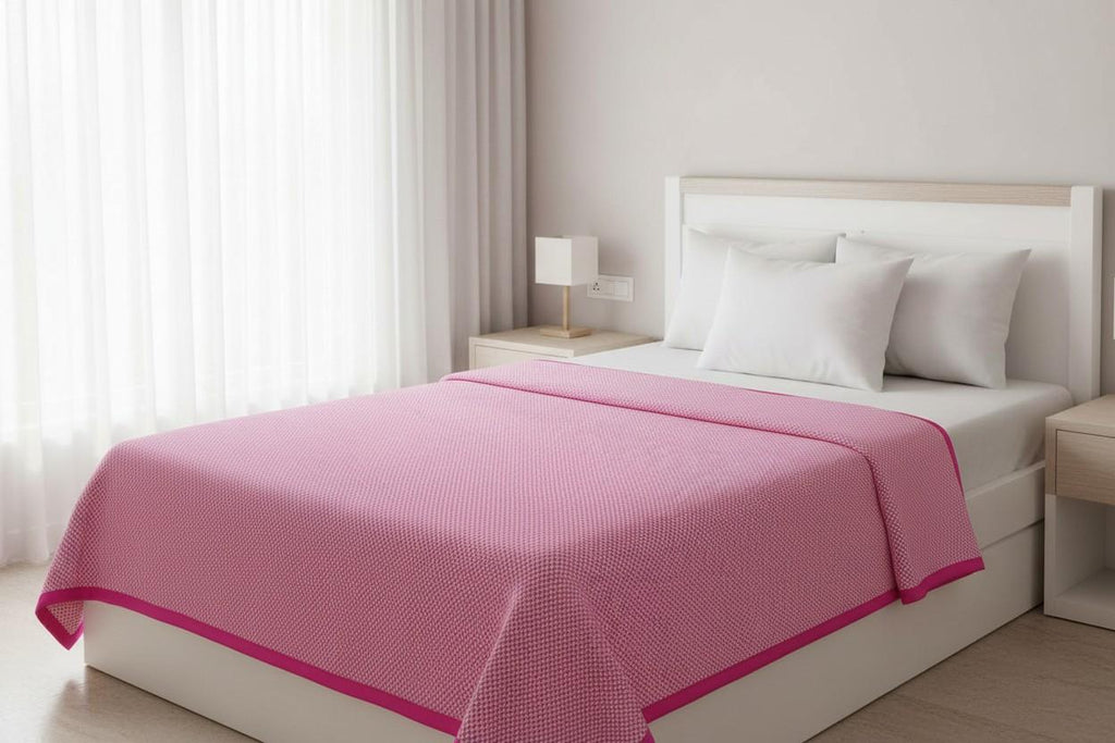 Dohar Single Bed | Pink Textured Weave | AC Dohar | 100% Cotton (Set of 2 Pcs)