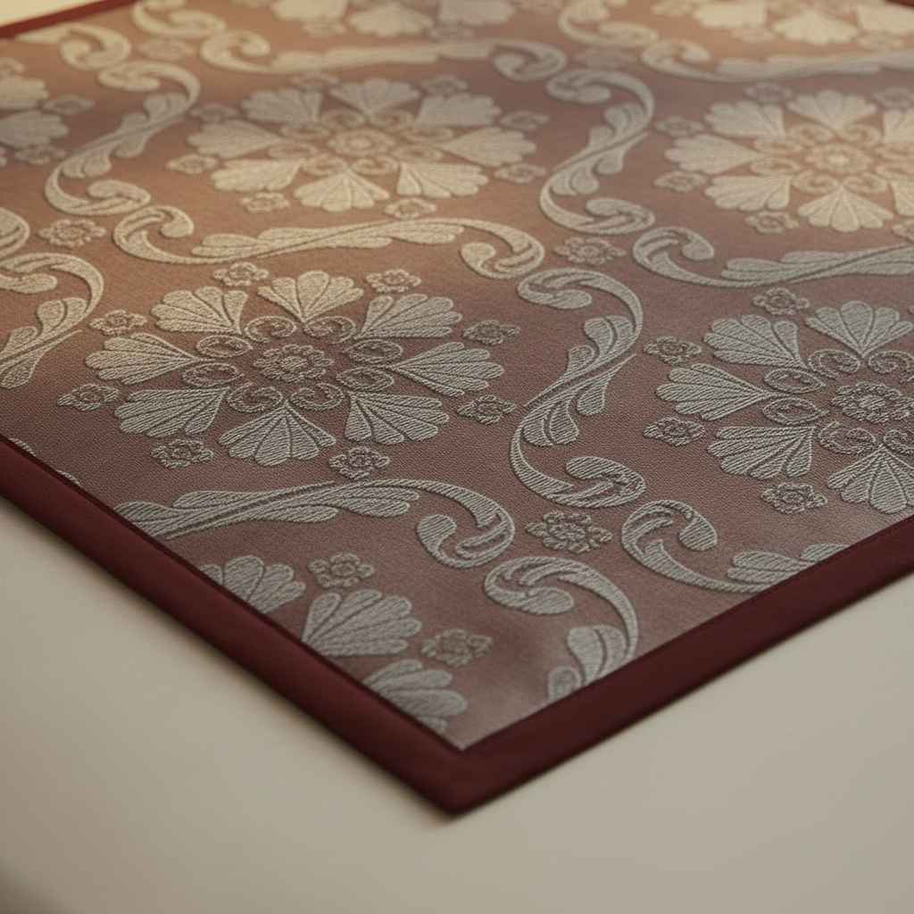 Jacquard Bed Server Mat | Premium Damask Weave with Maroon Border