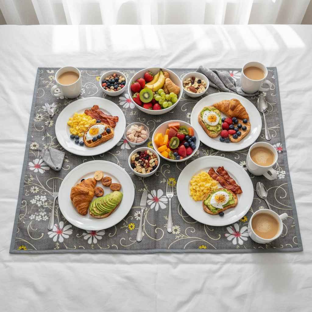 Floral Printed Bed Server Mat – Grey
