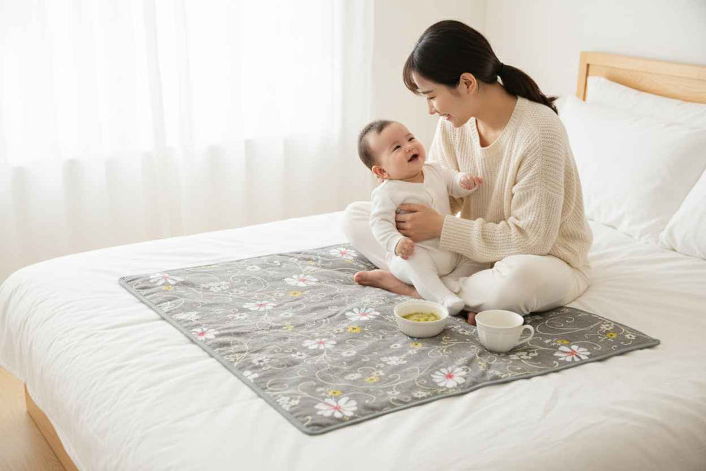 Floral Printed Bed Server Mat – Grey