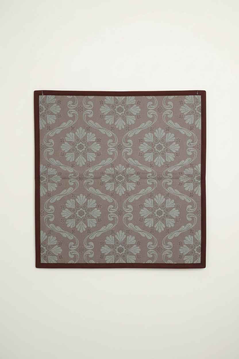 Jacquard Bed Server Mat | Premium Damask Weave with Maroon Border