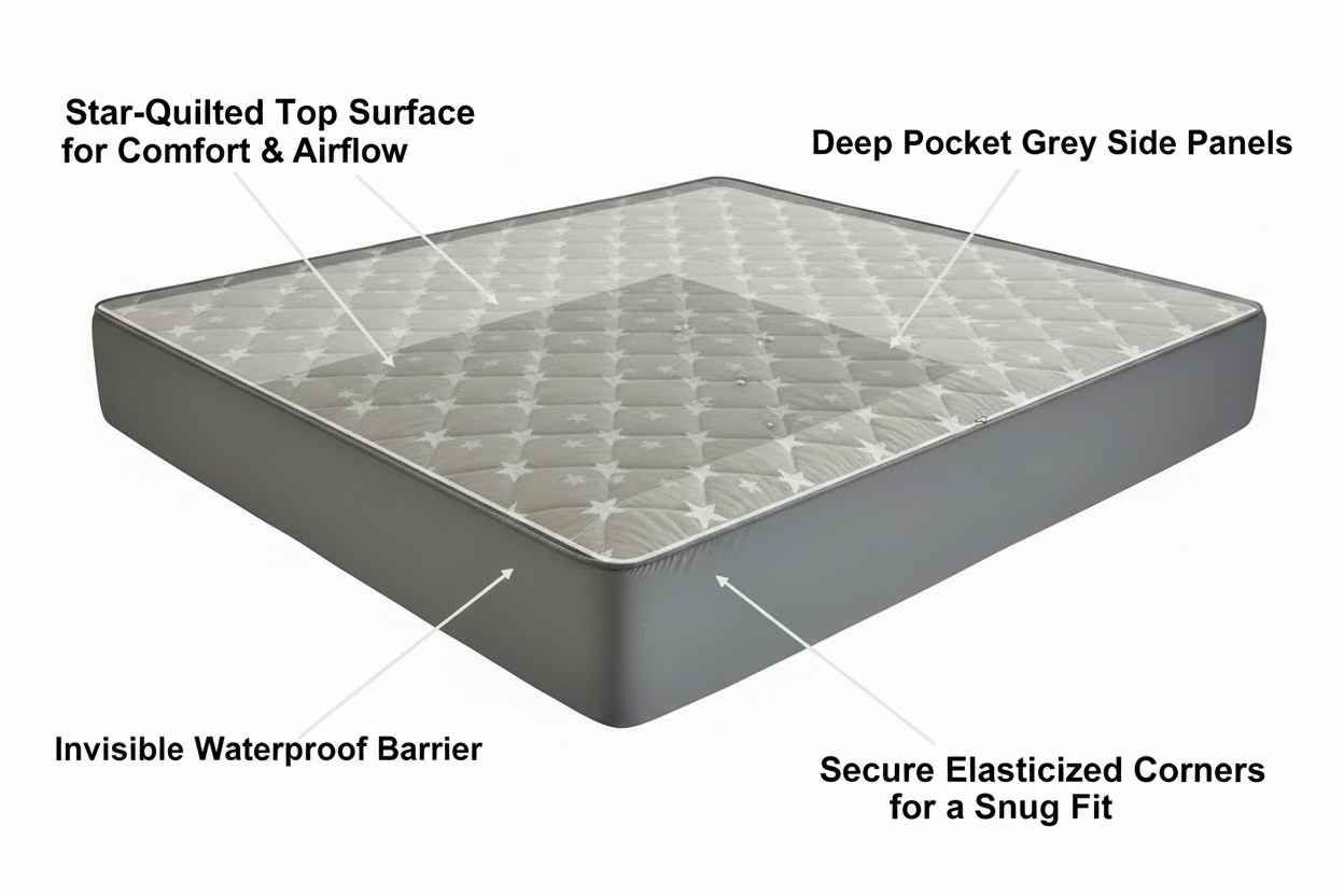 Waterproof Star-Quilted Double Bed Mattress Protector