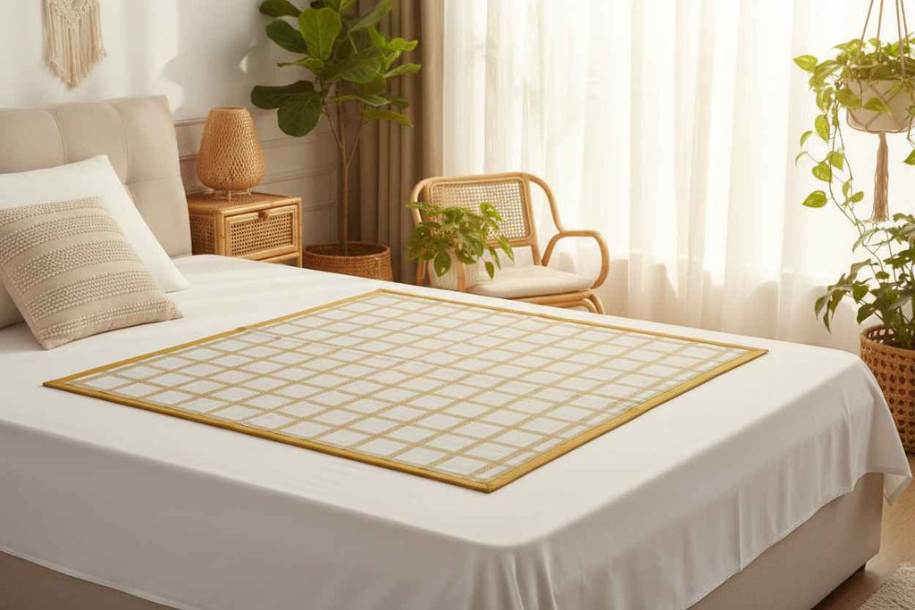 Bed Server Mat – Boho Grid Quilted Dining Mat