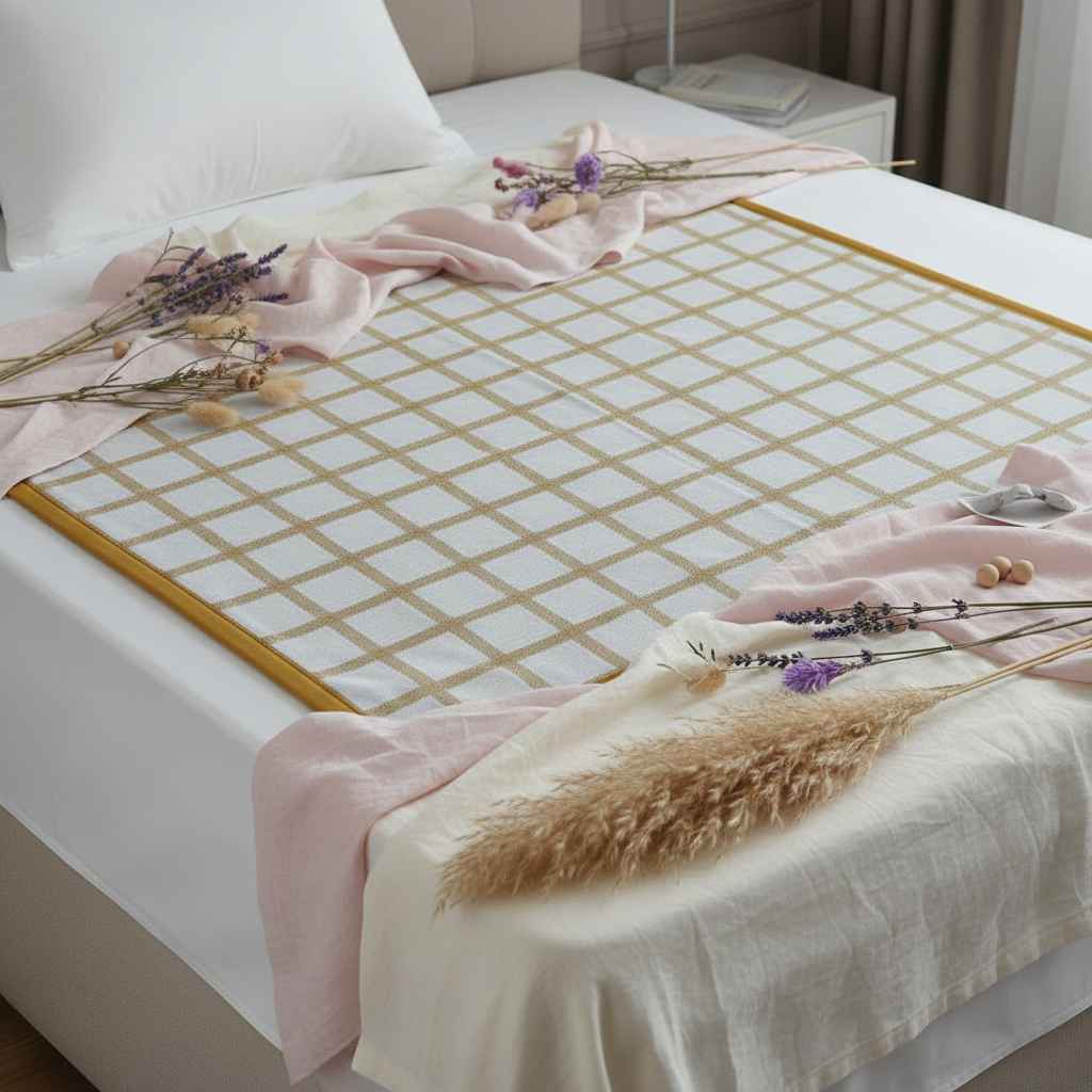 Bed Server Mat – Boho Grid Quilted Dining Mat
