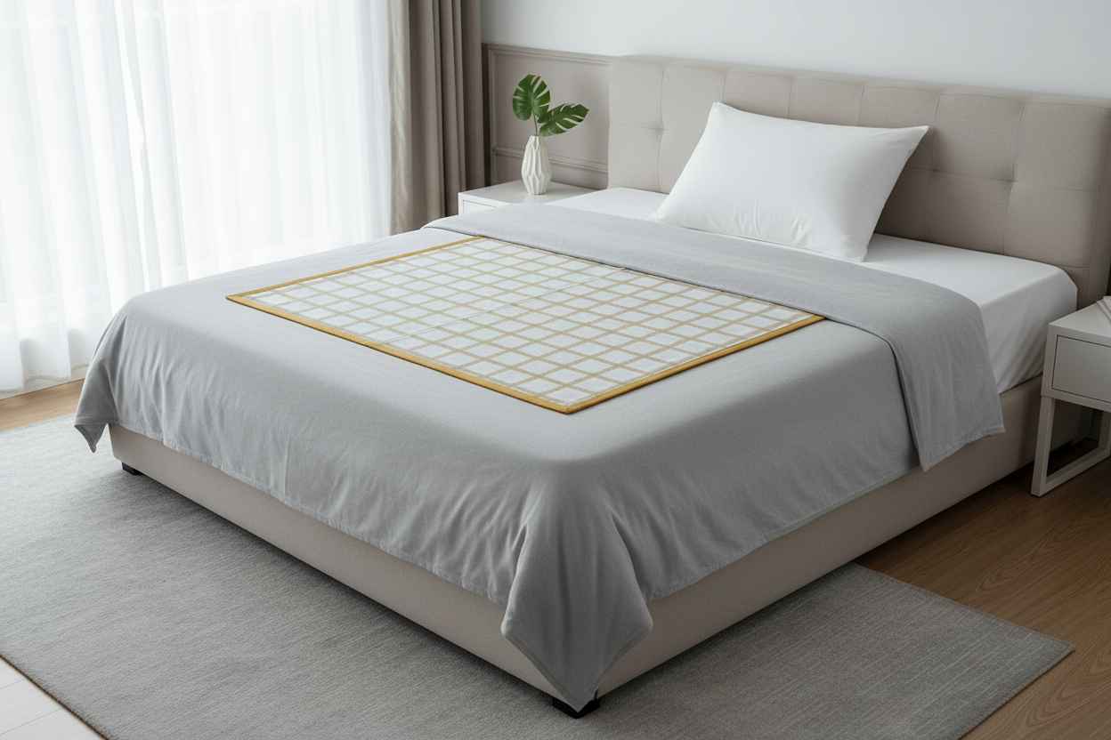 Bed Server Mat – Boho Grid Quilted Dining Mat