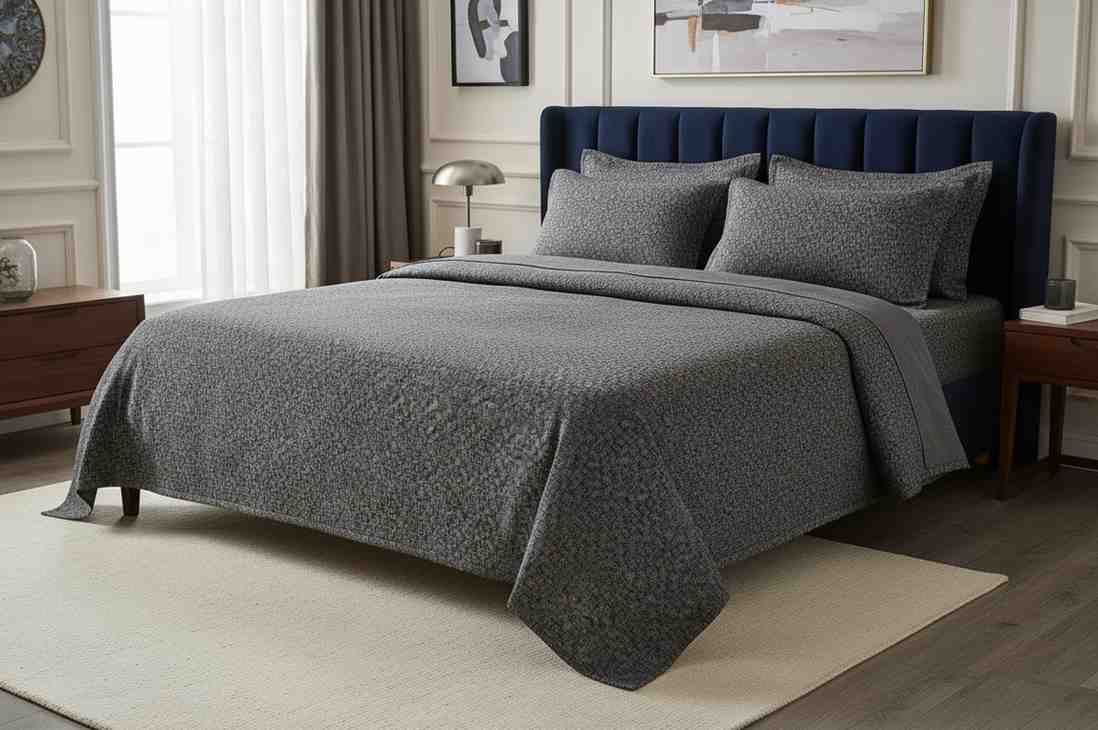 Aesthetics King Size Bed Sheet | 100% Imported Pure Cotton | 200TC | Super Soft | Charcoal Grey