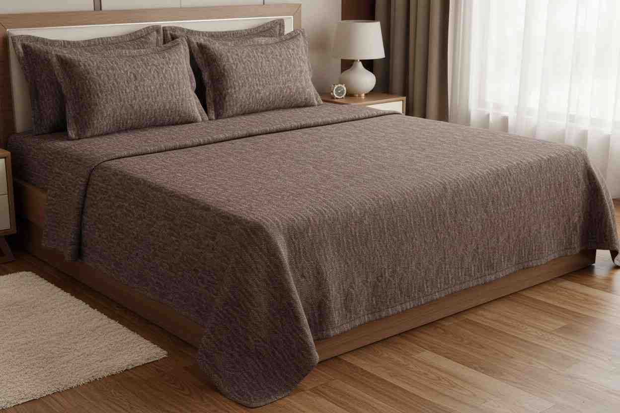 Aesthetics King Size Bed Sheet | 100% Imported Pure Cotton | 200TC | Super Soft | Dark Brown Mocha