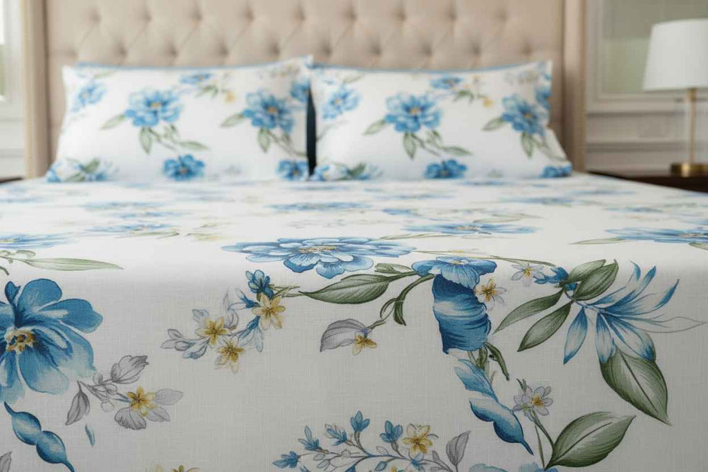 Floral Garden Bedsheet – Premium Cotton with 2 Pillow Covers