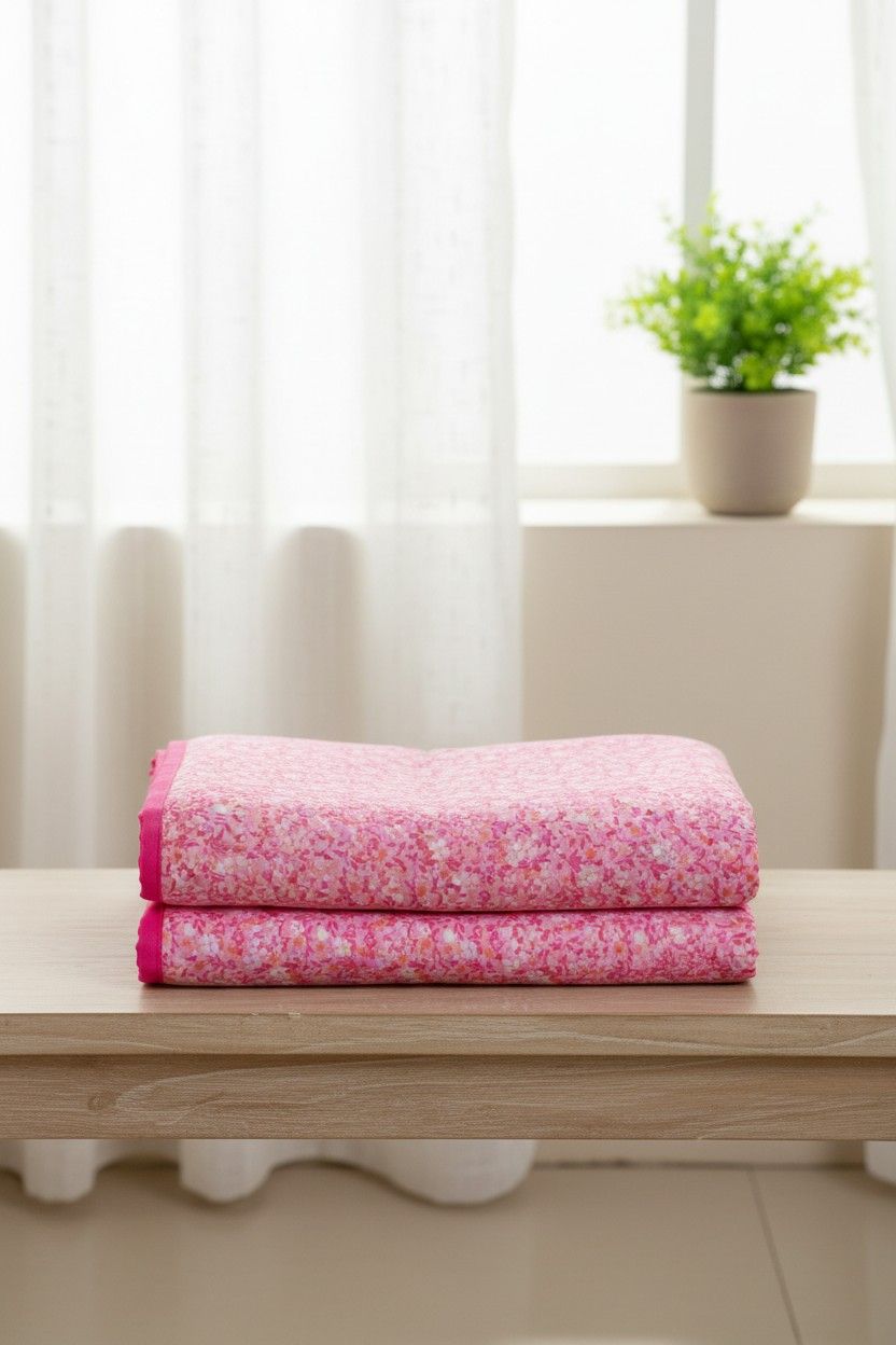 Dohar Single Bed | Pink Ditsy Floral Print | AC Dohar | 100% Cotton (Set of 2 Pcs)