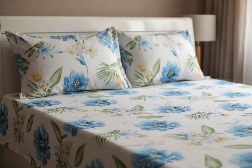 Floral Garden Bedsheet – Premium Cotton with 2 Pillow Covers