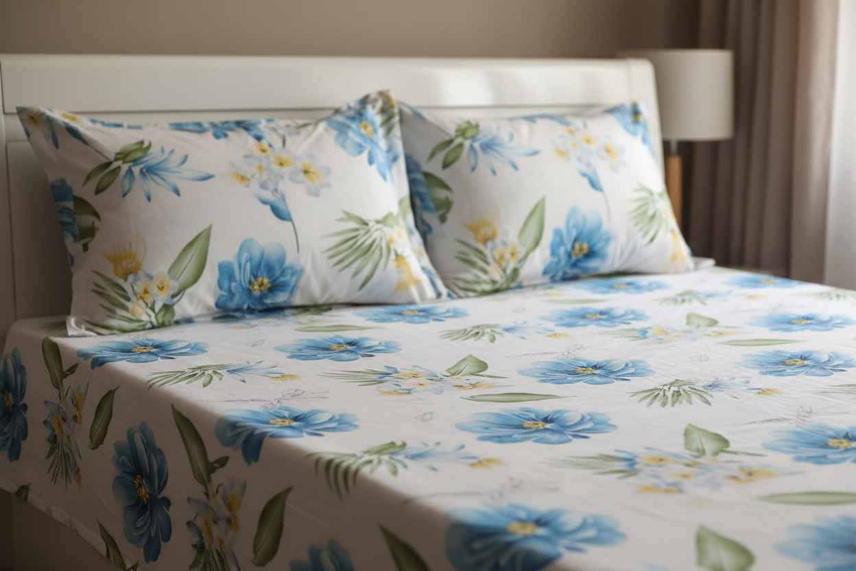 Floral Garden Bedsheet – Premium Cotton with 2 Pillow Covers