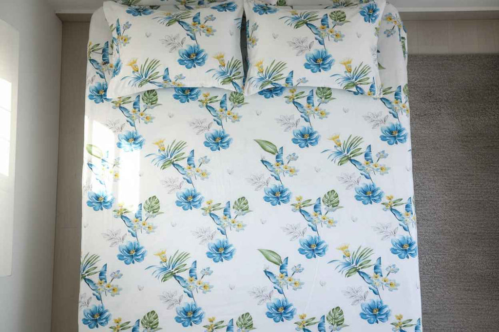 Floral Garden Bedsheet – Premium Cotton with 2 Pillow Covers