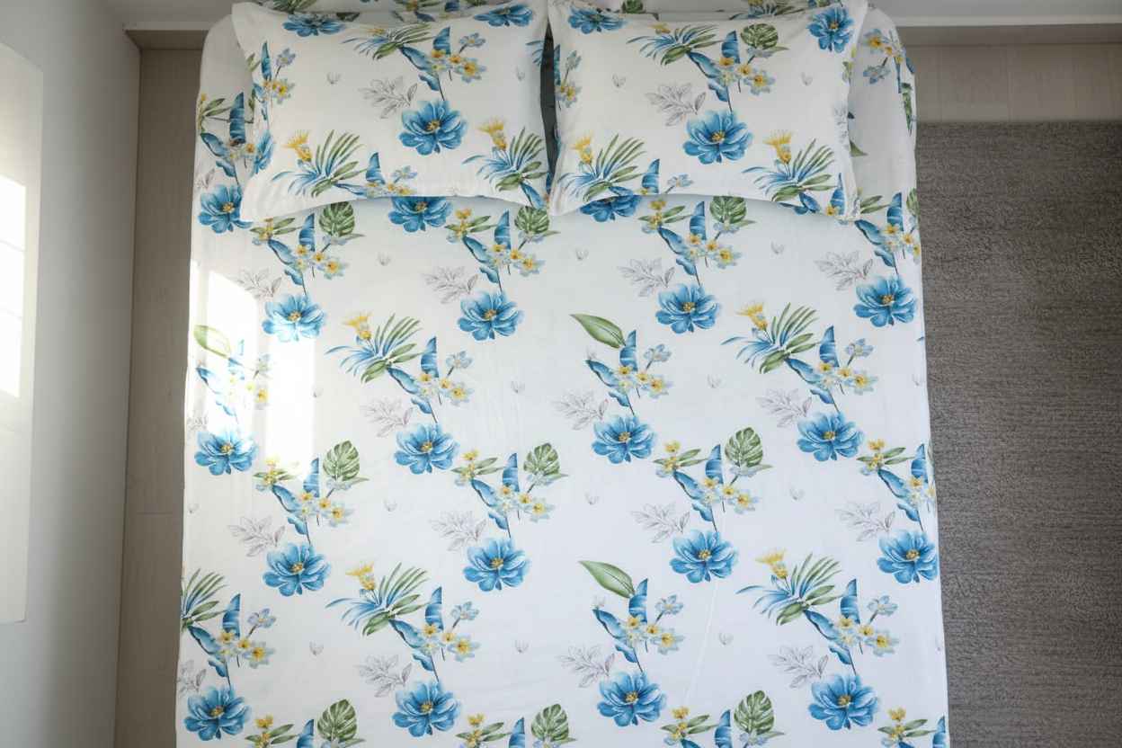 Floral Garden Bedsheet – Premium Cotton with 2 Pillow Covers
