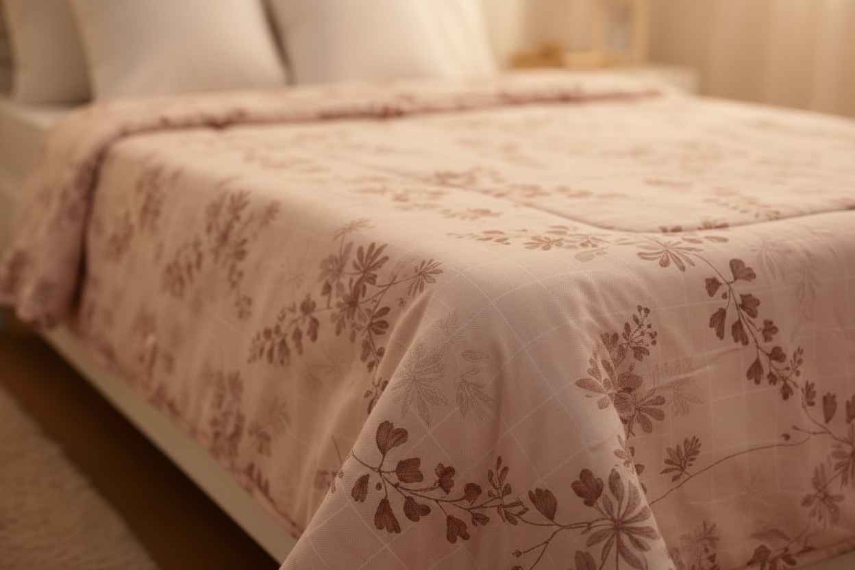 Dohar Single Bed |Pink Floral Print | AC Dohar | 100% Cotton (Set of 2 Pcs)
