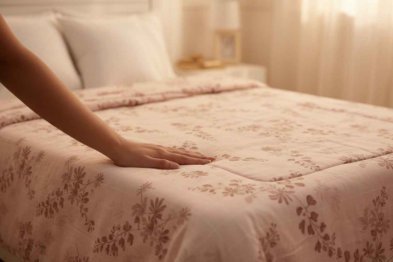 Dohar Single Bed |Pink Floral Print | AC Dohar | 100% Cotton (Set of 2 Pcs)