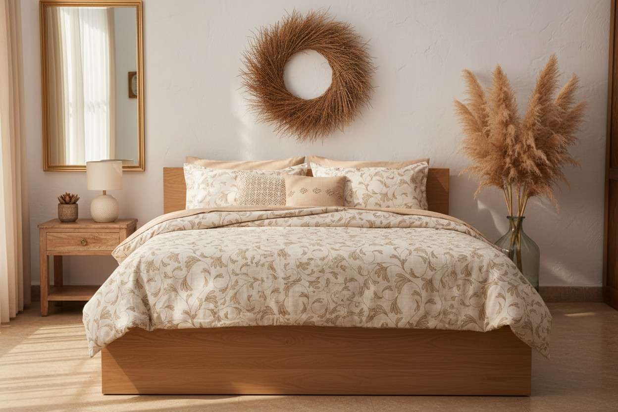 Summer Dohar Double Bed | White Grey Floral 100% Cotton Bedding