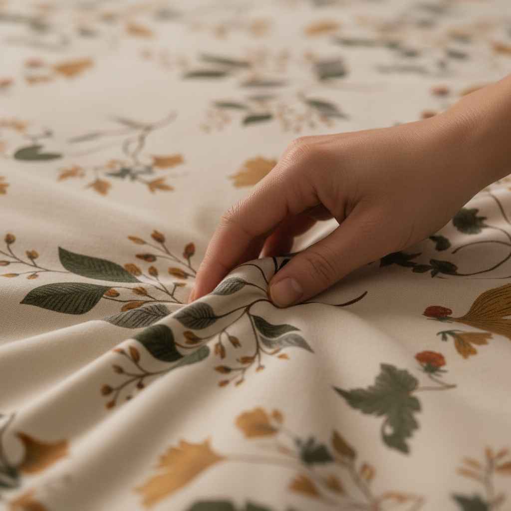 Botanical Leaf & Berry Vine Bedsheet — Ivory, Forest Green & Sienna