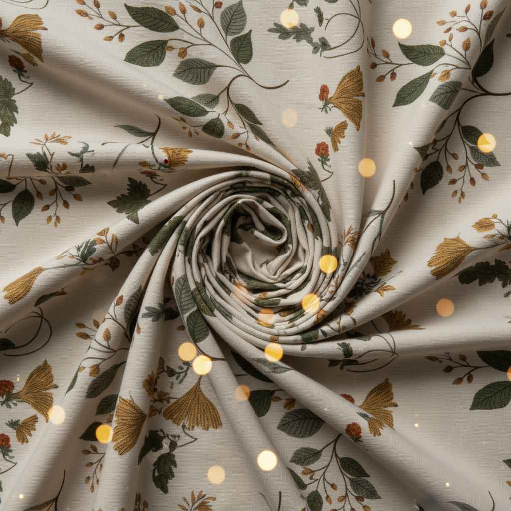 Botanical Leaf & Berry Vine Bedsheet — Ivory, Forest Green & Sienna
