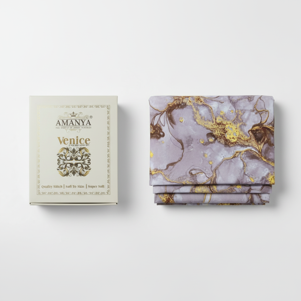 Marble Bedsheet with 2 Pillow Covers| Gold Abstract Pattern with Premium Packing