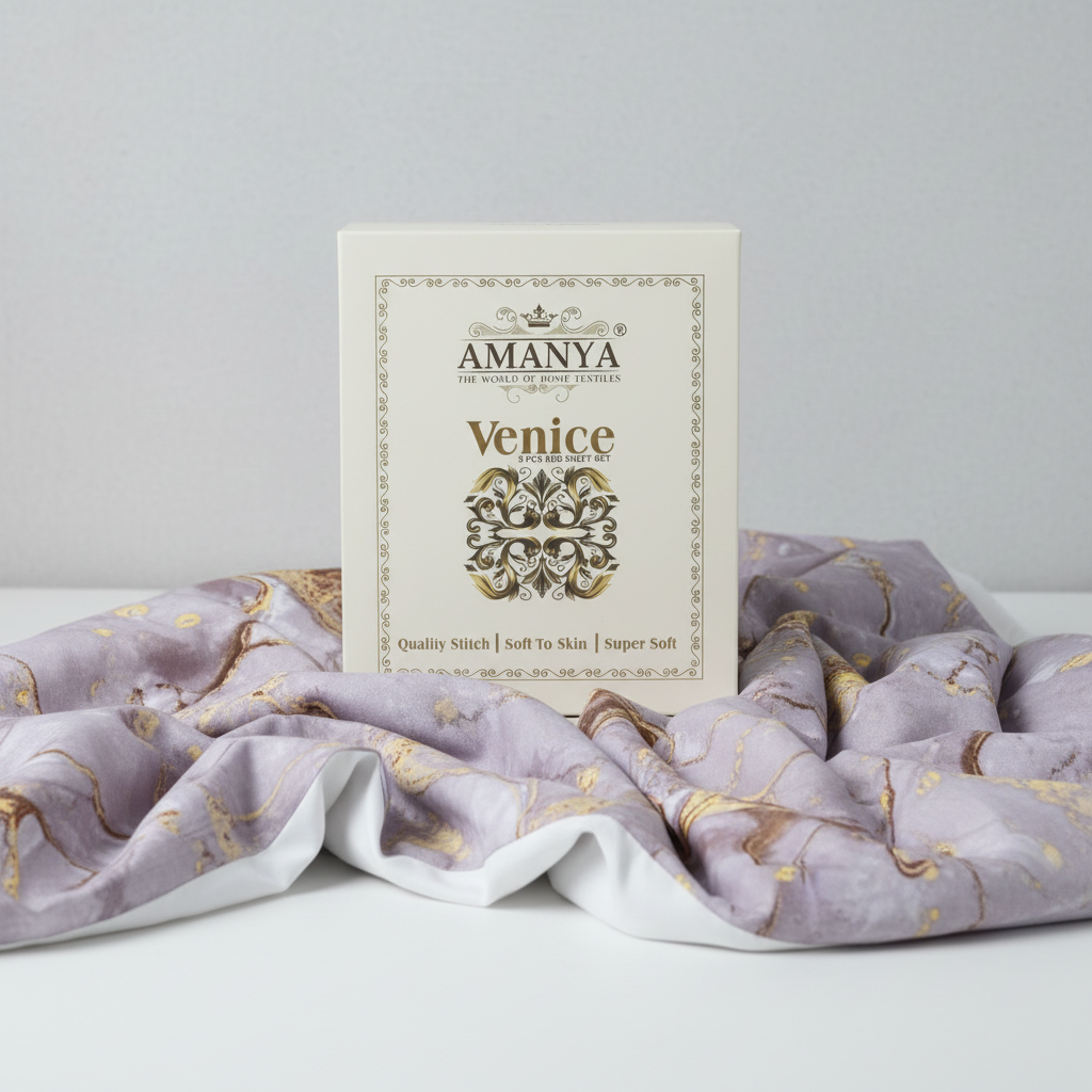 Marble Bedsheet with 2 Pillow Covers| Gold Abstract Pattern with Premium Packing