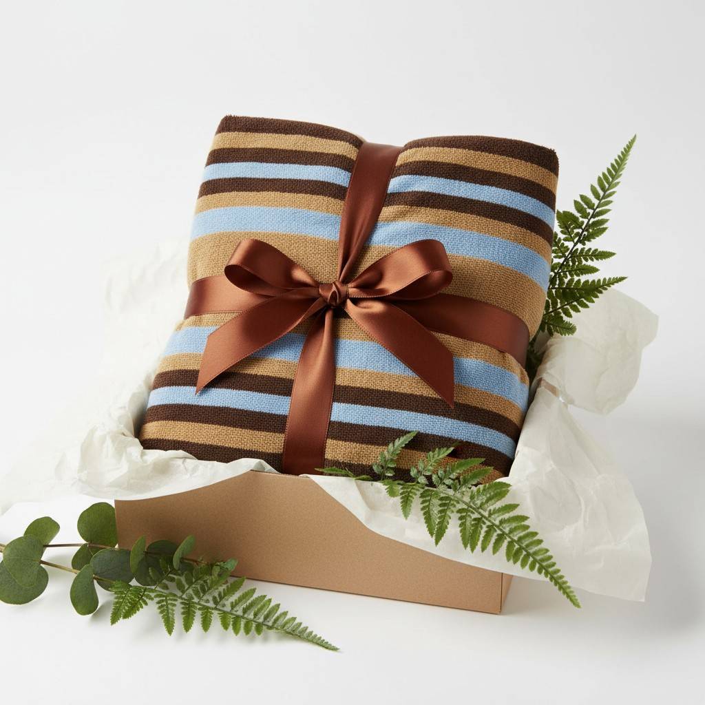 Cotton Bath Towel | Brown, Camel & Sky Blue Stripes | Ultra Soft, Super Absorbent & Quick Dry | Unisex