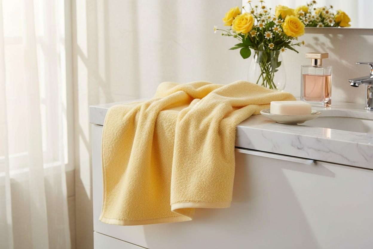 Cotton Bath Towel | Butter Yellow | Plain Solid | Ultra Soft, Super Absorbent & Quick Dry | Unisex