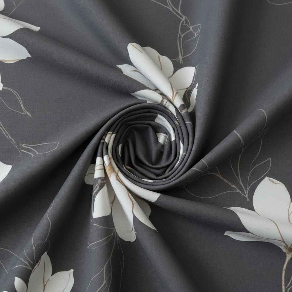 Charcoal Magnolia Floral Bedsheet Set — Dark Grey & White
