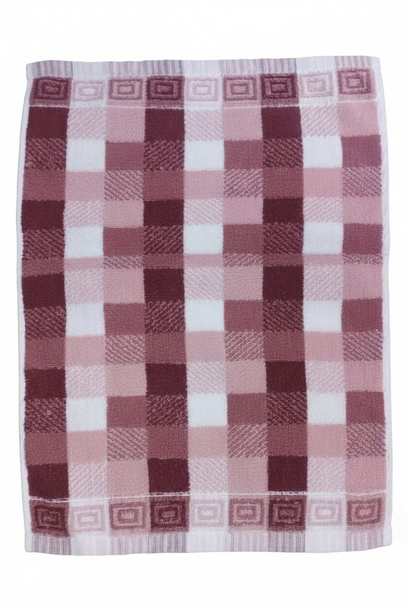 Hand Towel Maroon & Pink Checkered | Ultra Soft, Super Absorbent & Quick Dry (Set of 4 Pcs)