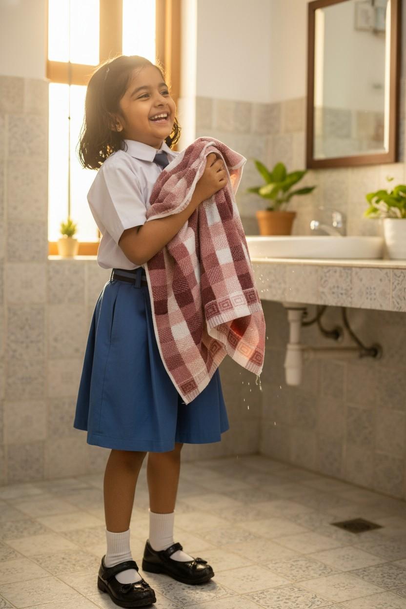 Hand Towel Maroon & Pink Checkered | Ultra Soft, Super Absorbent & Quick Dry (Set of 4 Pcs)