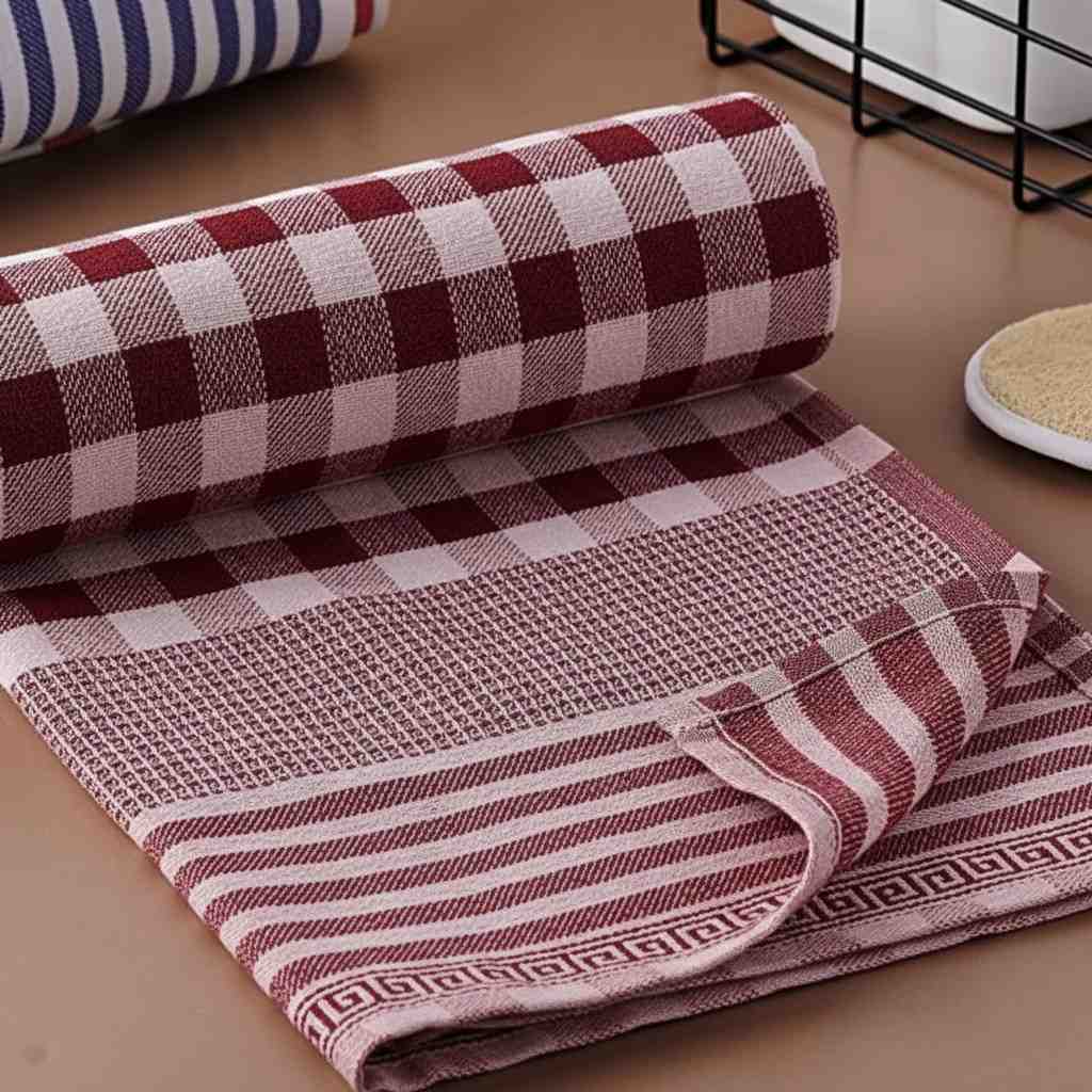 Hand Towel Maroon & Pink Checkered | Ultra Soft, Super Absorbent & Quick Dry (Set of 4 Pcs)