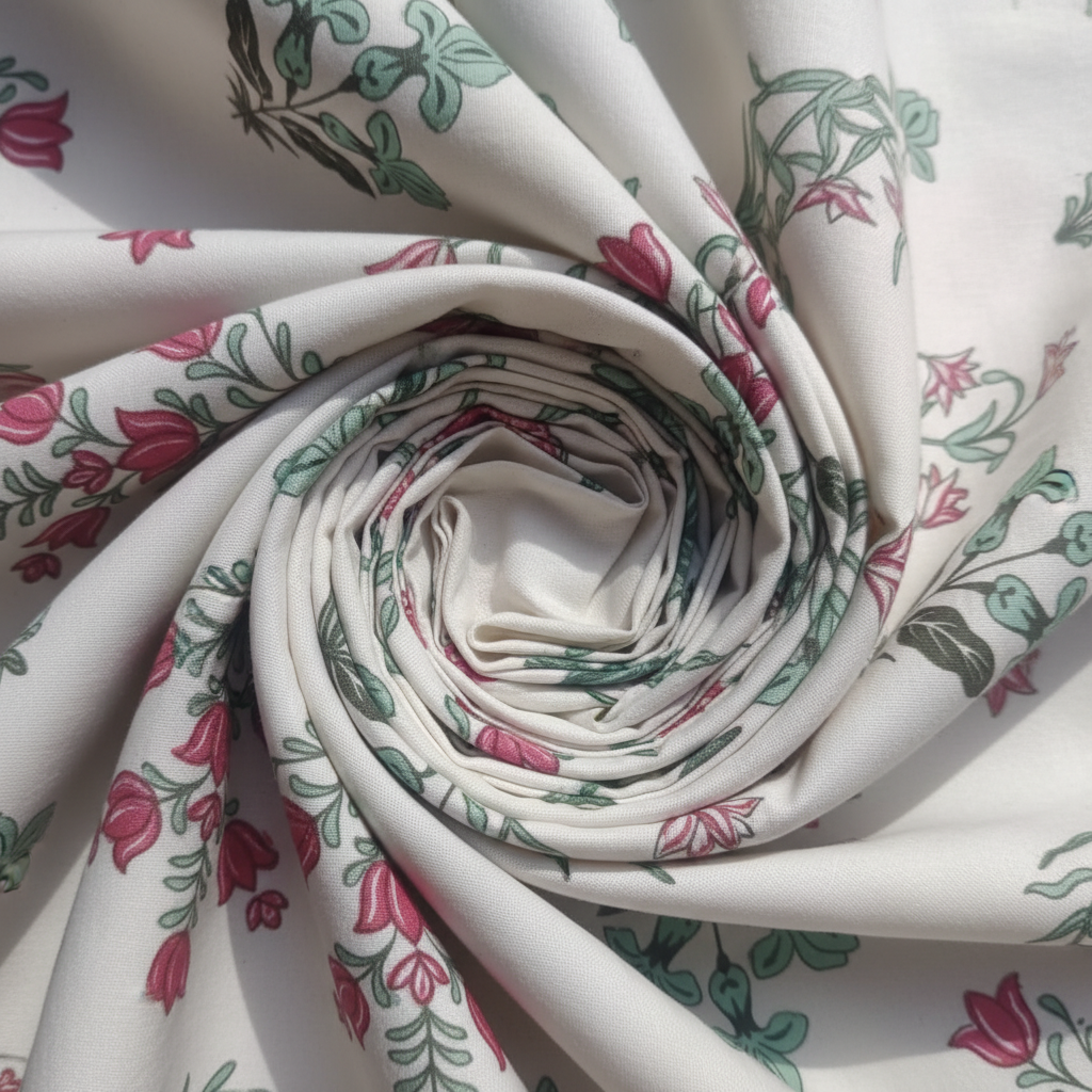 Summer Dohar Double Bed | Pink Teal Floral Bell Pattern 100% Cotton