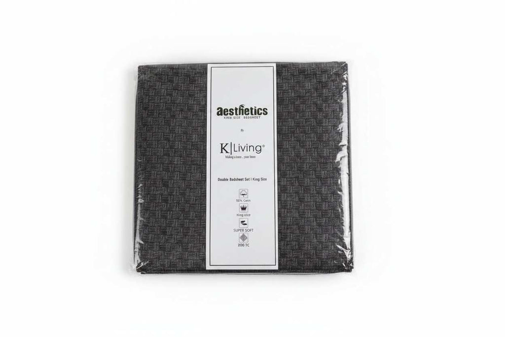 Aesthetics King Size Bed Sheet | 100% Imported Pure Cotton | 200TC | Super Soft | Charcoal Grey