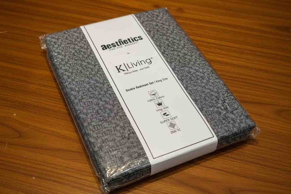 Aesthetics King Size Bed Sheet | 100% Imported Pure Cotton | 200TC | Super Soft | Charcoal Grey